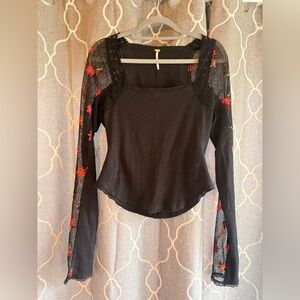 Free people lace long sleeve top